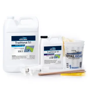 TotalBoat 5:1 Marine Epoxy Resin Kit for Bonding, Filleting, Coating, and Laminating - Use for Fiberglass, Wood, Carbon Fiber, Boat Building, Repairs, Woodworking (Gallon, Slow Hardener, Pumps)