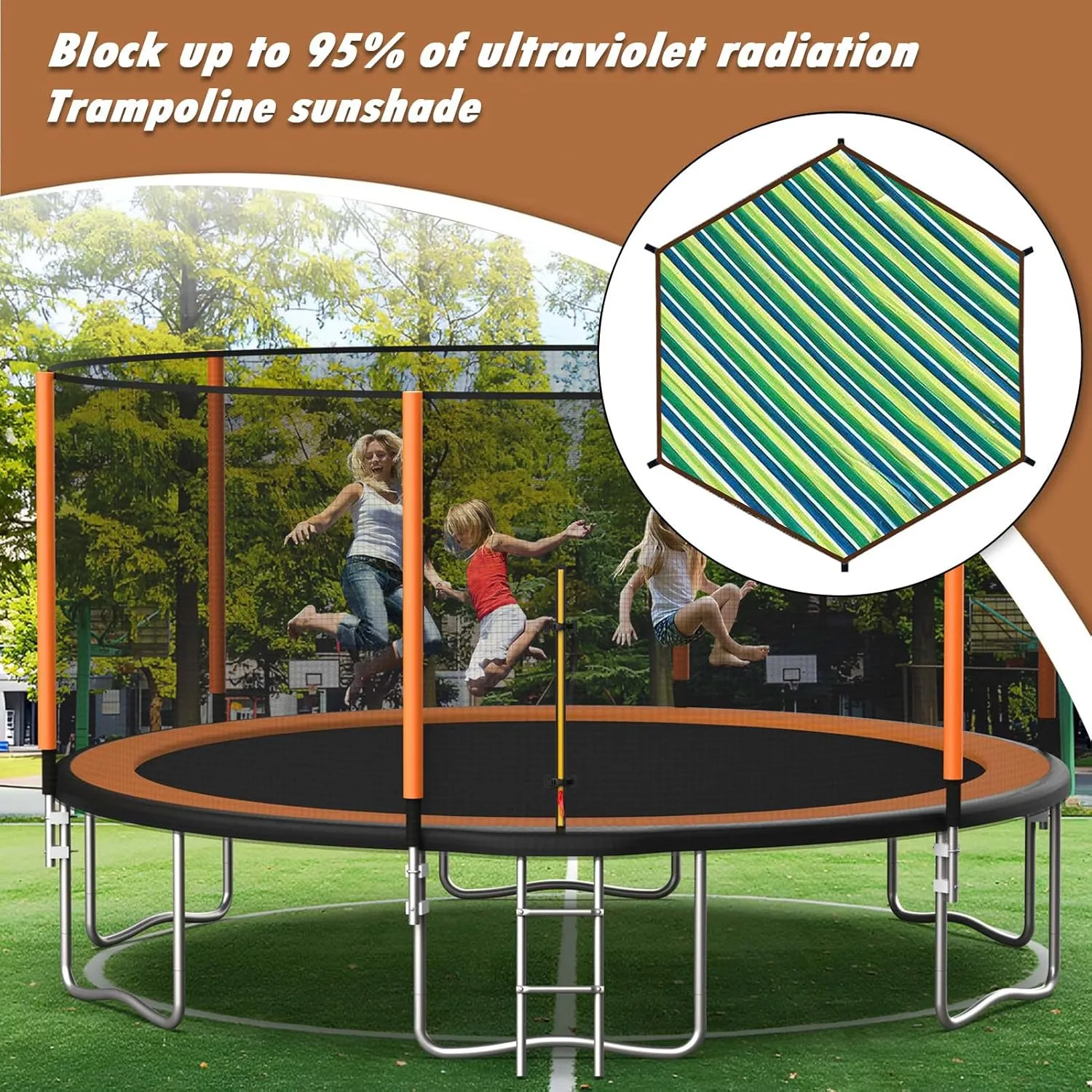 Trampoline Cover, Waterproof UV Protection Trampoline Tent Cover, Anti-Slip, Tear-Resistant, Group Entertainment for Outdoor Backyard Garden Use