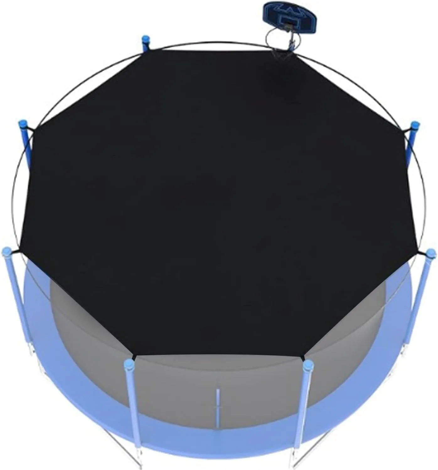 Trampoline Shade Cover for 14 Ft Sun Protection Trampoline Cover Weather-Resistance Anti-UV Foldable Trampoline Canopy with 8 Click Straps for Outdoor Backyard Playground, Trampoline Tent Cover