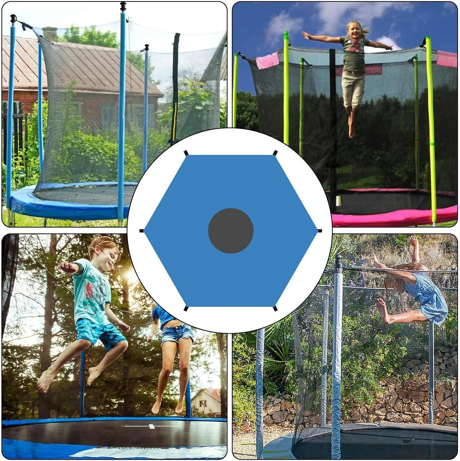 Trampoline Shade Cover, Trampoline Cover Anti-UV Trampoline Sun Shade Cover, 8ft 10ft 12ft 14ft 16ft Trampoline Sun Protection Trampolines Canopy, Waterproof Anti-UV Trampolines Sunshade Accessories