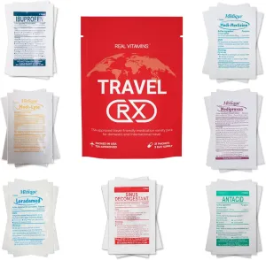 Travel RX - 63 PCS TSA-Approved Travel Medicine Variety Pack with Resealable Bag for Indigestion, Motion Sickness & More, Travel Essential OTC Medicine Pack (3 Kits)