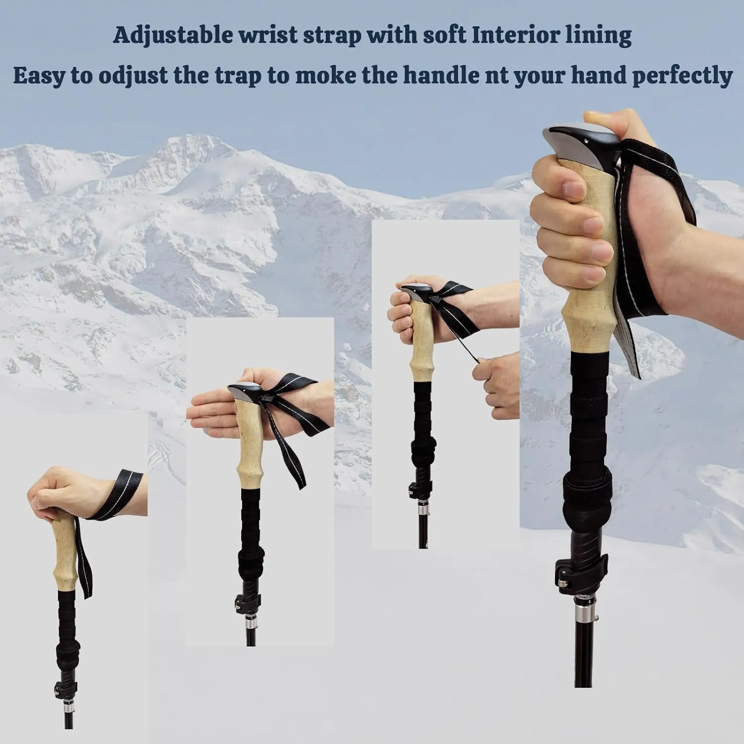 Trekking Poles Lightweight Collapsible Hiking Poles Folding Aluminum Walking Sticks 2 Pack Walking Sticks for Hiking with Cork Grip