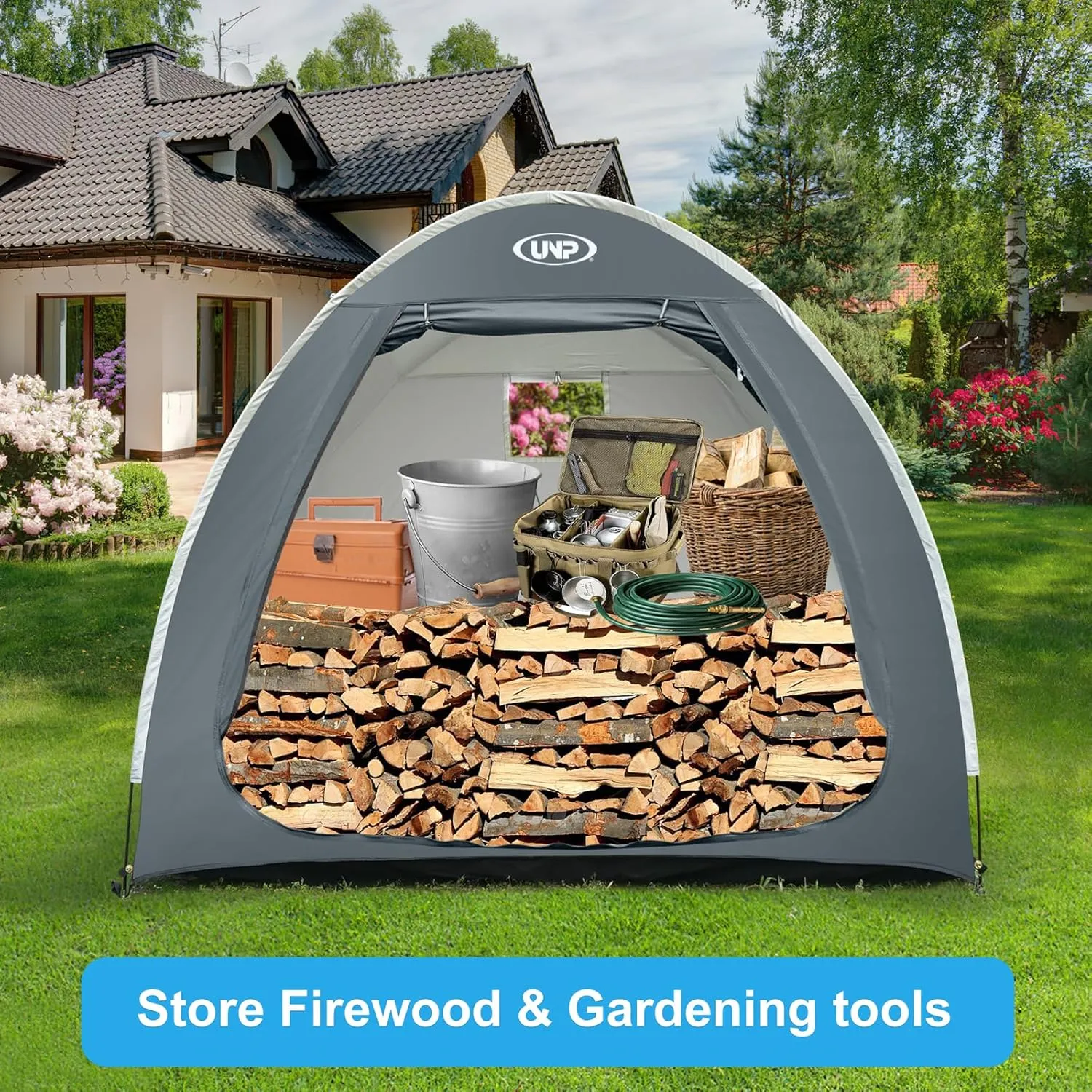 UNP Bike Storage Shed Tent, Portable Outdoor Bike Storage Tent with 210D Oxford Thick PU4000 Waterproof for 1/2/3/4 Bikes, Bike Covers Storage Shed Tent for Bicycles, Lawn Mower, Garden Tools
