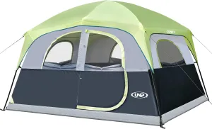 UNP Tents 6 Person Waterproof Windproof Easy Setup,Double Layer Family Camping Tent with 1 Mesh Door & 5 Large Mesh Windows -10'X9'X78in(H)