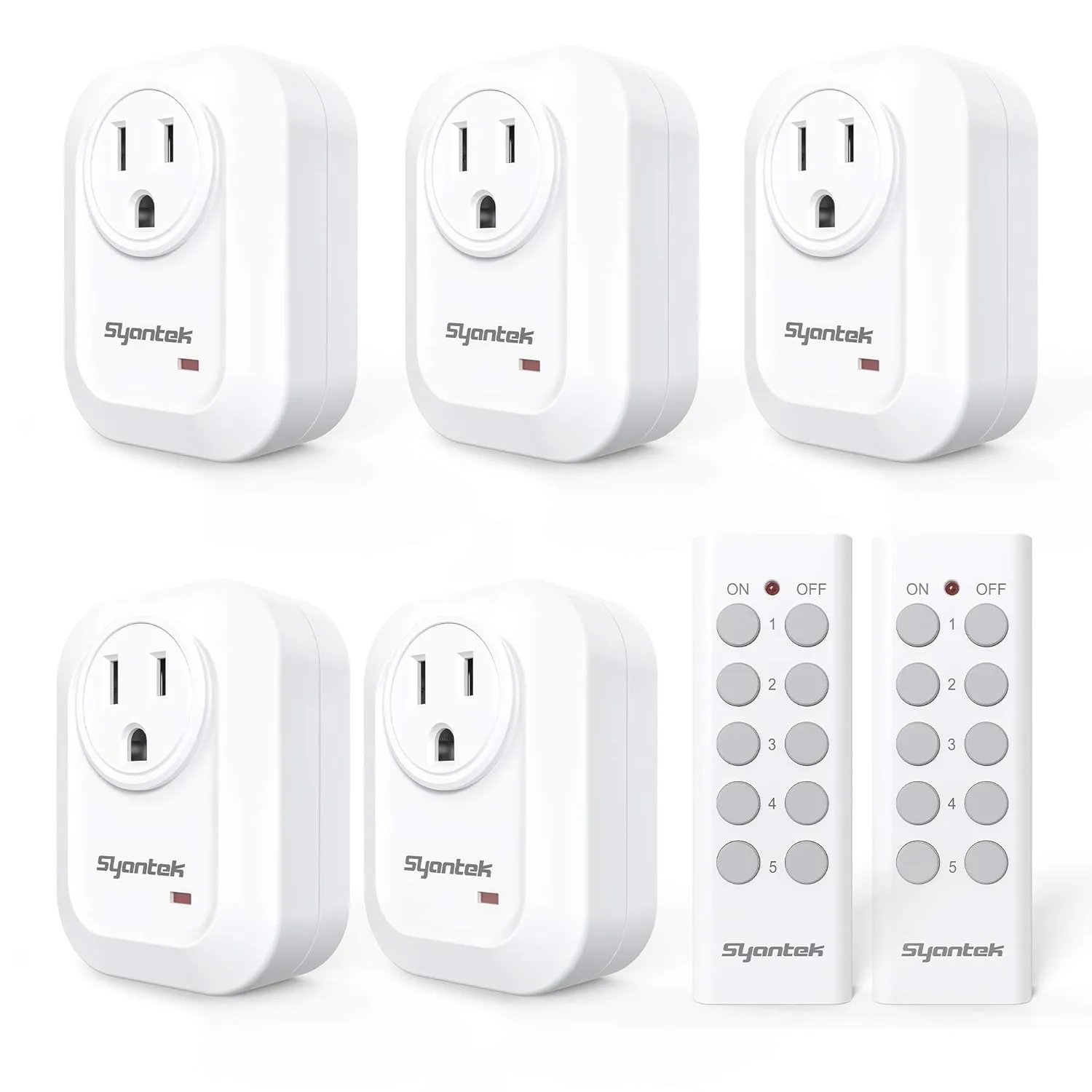Upgraded Remote Control Outlet Wireless Light Switch for Household Appliances, Expandable Remote Light Switch Kit, Up to 100 ft Range, FCC Certified, ETL Listed, White (5 Outlets   2 Remotes)