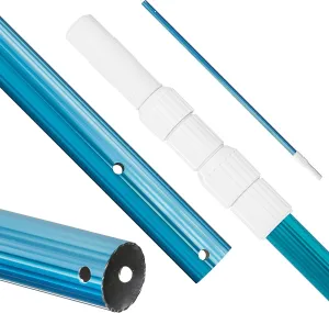 U.S. Pool Supply 10 Foot Swimming Pool Pole Telescopic - Aluminum Pool Skimmer Pole Net, Rake, Brush, Vacuum Head Handle, Attach Cleaning Equipment Accessories, Adjustable 3 Piece Expandable Extension
