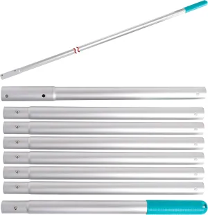 U.S. Pool Supply Telescoping Pole 10.5 Foot Aluminum Pool Pole Telescopic Cleaning - 8 Adjustable Connecting Sections, Expandable Step-Up Length - Attach Connect Skimmer Net Rake Brush Vacuum Heads