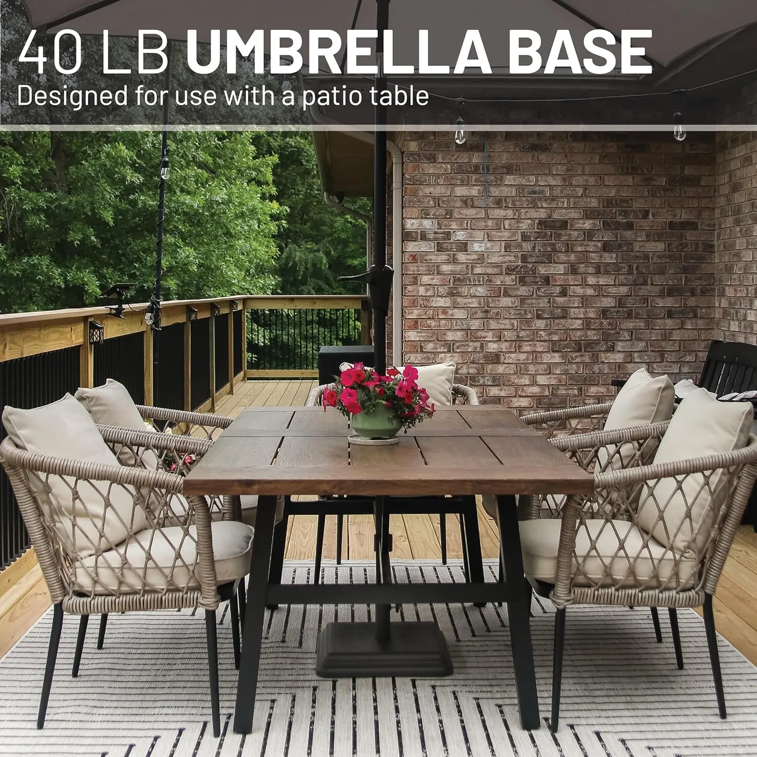 US Weight 40 Pound Umbrella Base - Weighted Umbrella base For Use With Patio Table – Heavy Duty Base- 4” Stem Accommodates 1”-1.5” Pole Sizes - Bronze