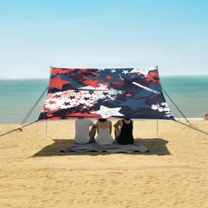 USA Independence Day Beach Camping Tent Sun Shelter for Whole Family, 4th of July Beach Shade Canopy with UPF50  UV Protection,Easy Set Up and Carry,Outdoor Shade for Trips, Fishing, Backyard F