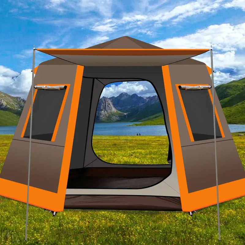 UV Hexagonal Aluminum Pole Automatic Outdoor Camping Wild Big Tent