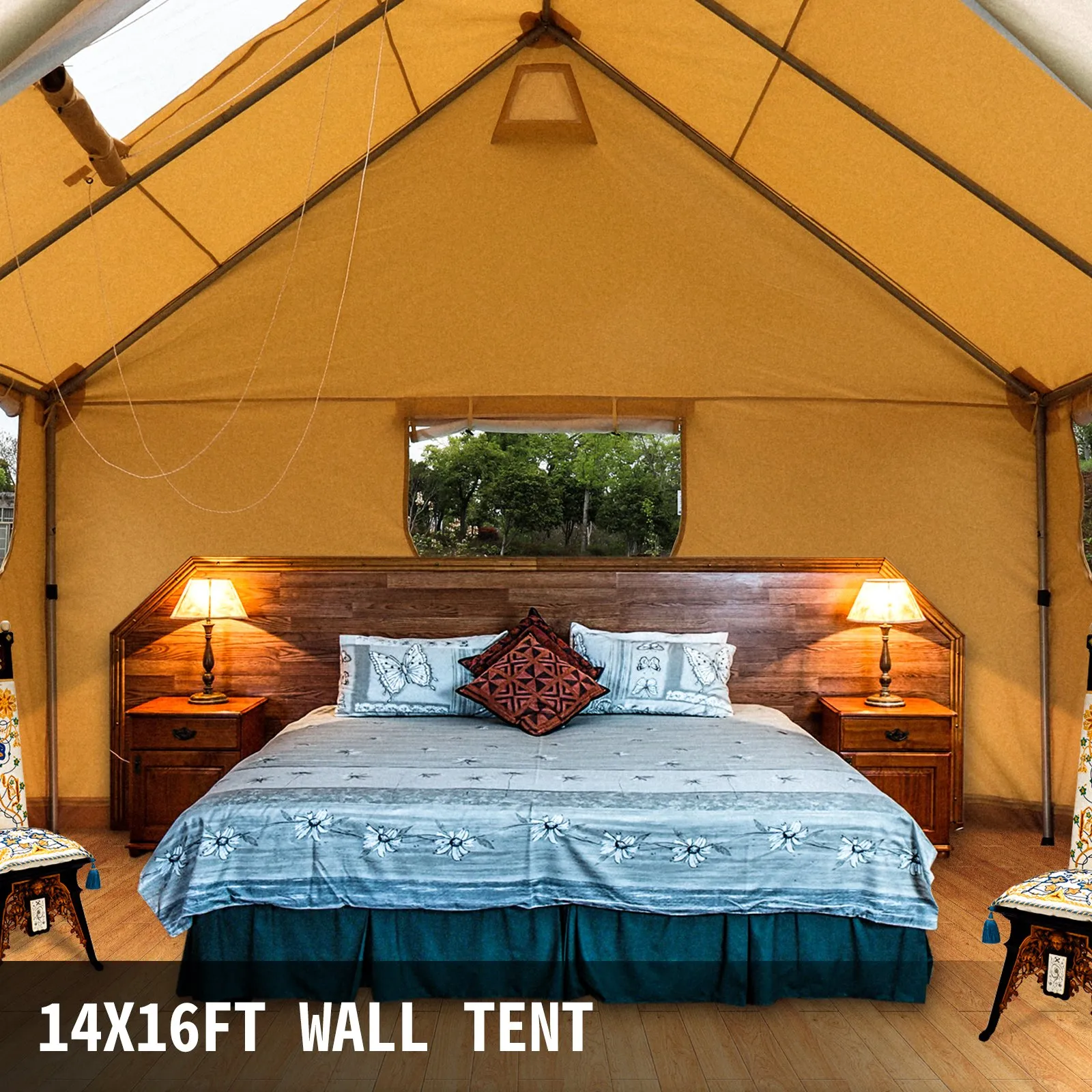 VEVOR Canvas Wall Tent 14X16ft - Waterproof, Durable & Spacious