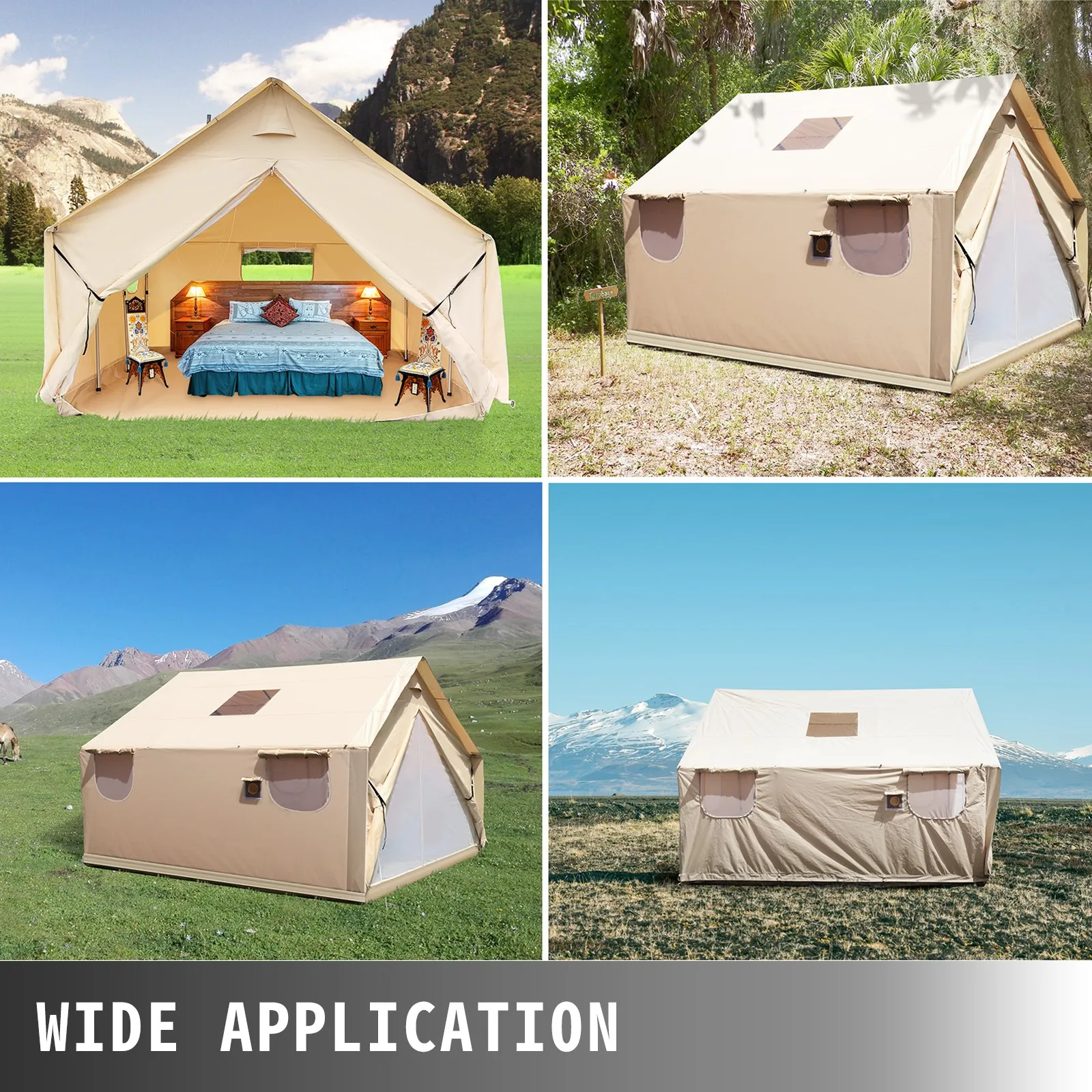 VEVOR Canvas Wall Tent 14X16ft - Waterproof, Durable & Spacious