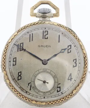 Vintage 12s Gruen Rope Engraved 21 Jewel Mechanical Pocket Watch 746 Swiss