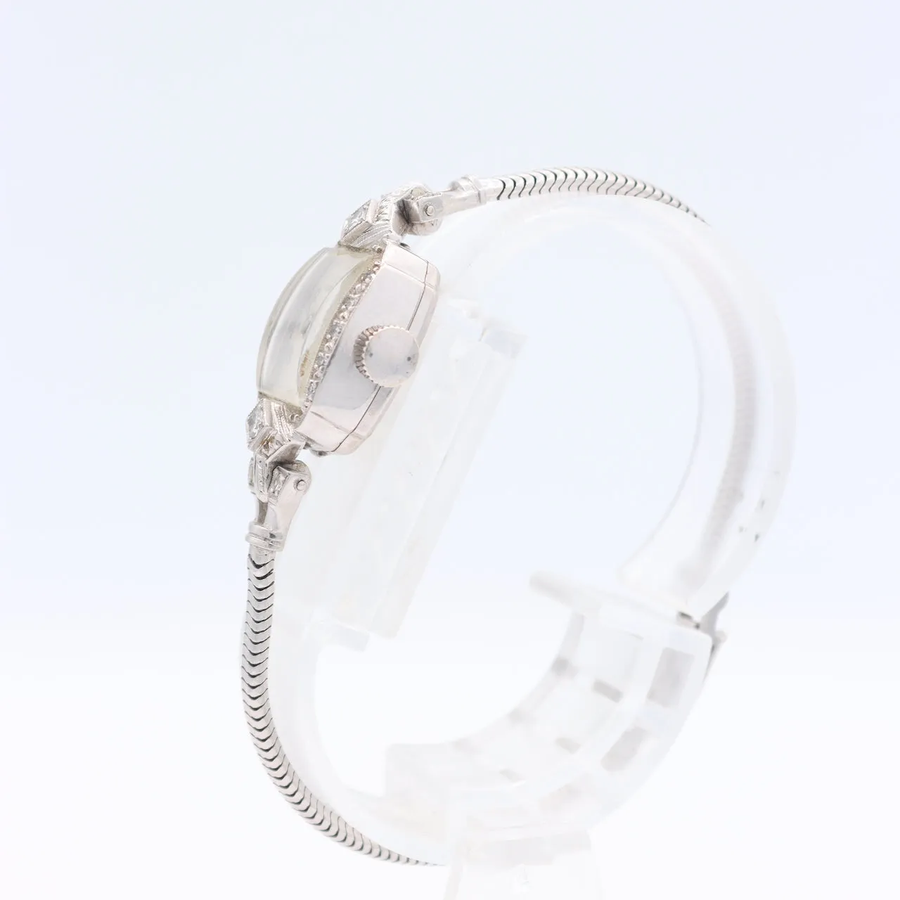 Vintage John Wanamaker Diamond Cocktail Ladies Wristwatch w Platinum Rope Band