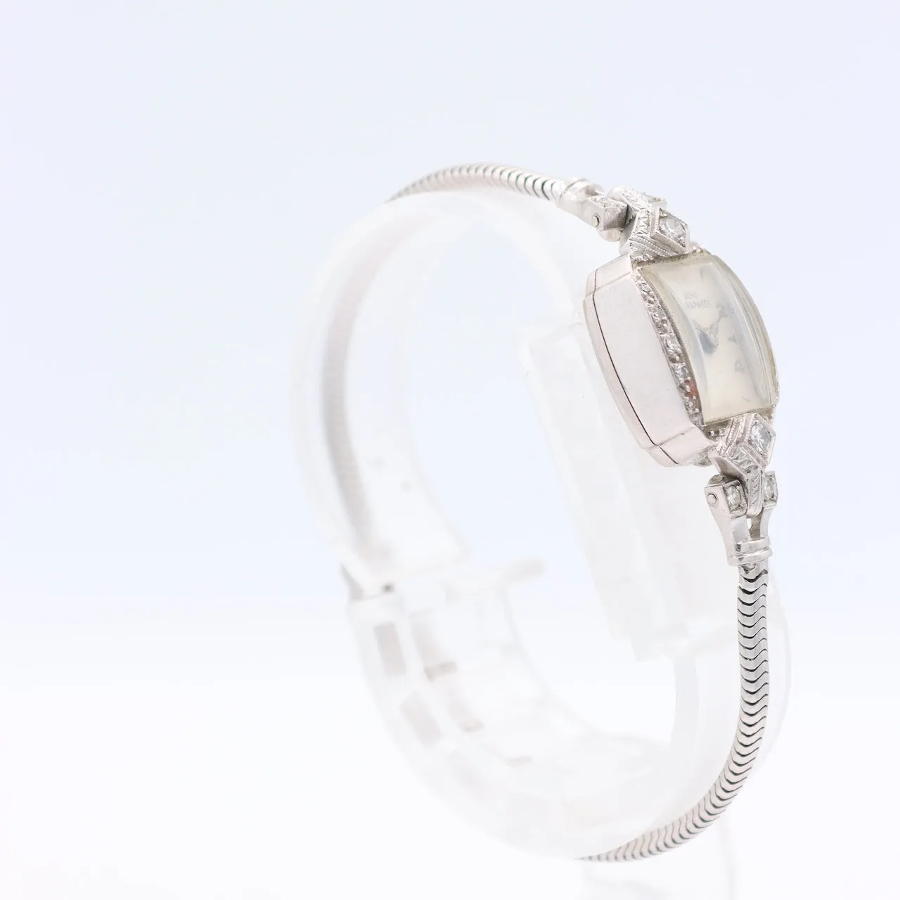 Vintage John Wanamaker Diamond Cocktail Ladies Wristwatch w Platinum Rope Band