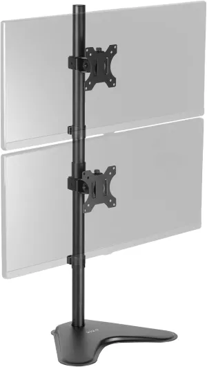 VIVO Dual Monitor Desk Stand Free-Standing LCD Mount, Holds in Stacked Vertical Position 2 Ultrawide Screens up to 34 inches, Black, STAND-V002L