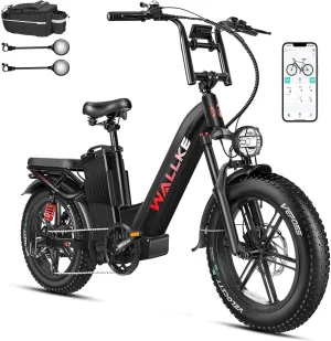 W Wallke AWD Dual Motor Electric Bike for Adults, UL2849 Certified, 48V 60Ah Battery Cell Brand Sam-Sung, 200 Miles, App Control 35MPH Fast Ebike,20" Fat Tire Mountain Offroad All Terrain E-Bike