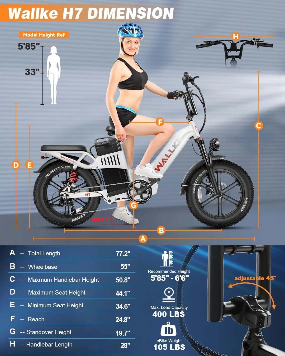 W Wallke AWD Dual Motor Electric Bike for Adults, UL2849 Certified, 48V 60Ah Battery Cell Brand Sam-Sung, 200 Miles, App Control 35MPH Fast Ebike,20" Fat Tire Mountain Offroad All Terrain E-Bike