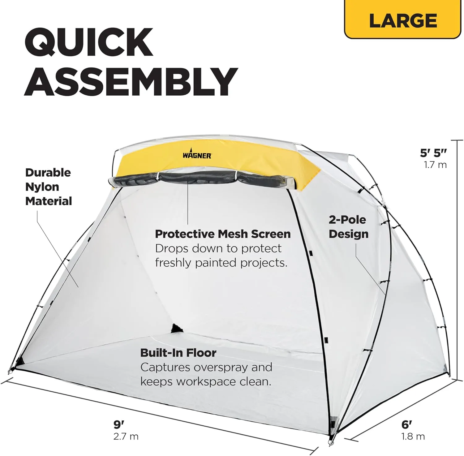 Wagner Spraytech 0529091 FLEXiO 5000 Stationary HVLP Paint Sprayer, Sprays Unthinned Latex & C900038.M Large Spray Shelter with Built-in Floor & Screen, Portable Paint Booth for DIY Spray Painting