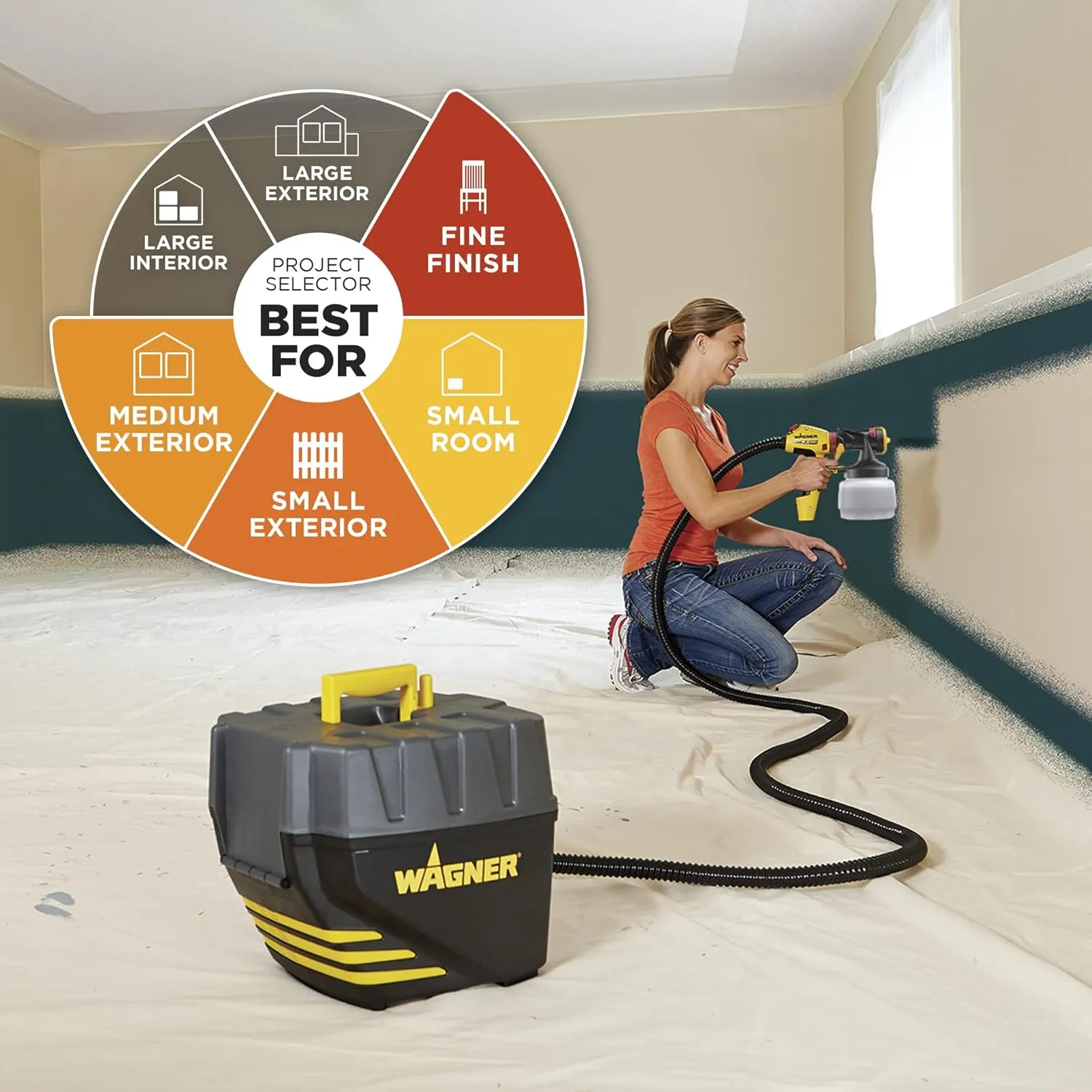 Wagner Spraytech 0529091 FLEXiO 5000 Stationary HVLP Paint Sprayer, Sprays Unthinned Latex & C900038.M Large Spray Shelter with Built-in Floor & Screen, Portable Paint Booth for DIY Spray Painting