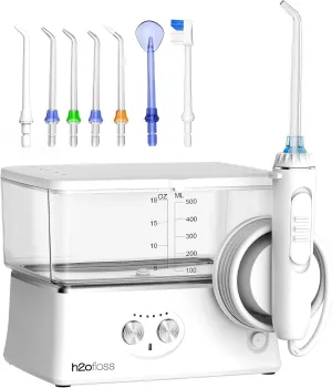 Water Dental Flosser Teeth Pick, H2ofloss 6 Modes Upgrade Portable Cordless Oral Irrigator, Rechargeable 570ML Traveling Waterflosser IPX7 Waterproof Water Dental Picks for Teeth Cleaning White