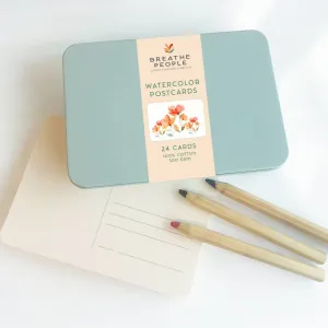 Watercolor Postcard Travel Tin (Set of 24 Postcards)