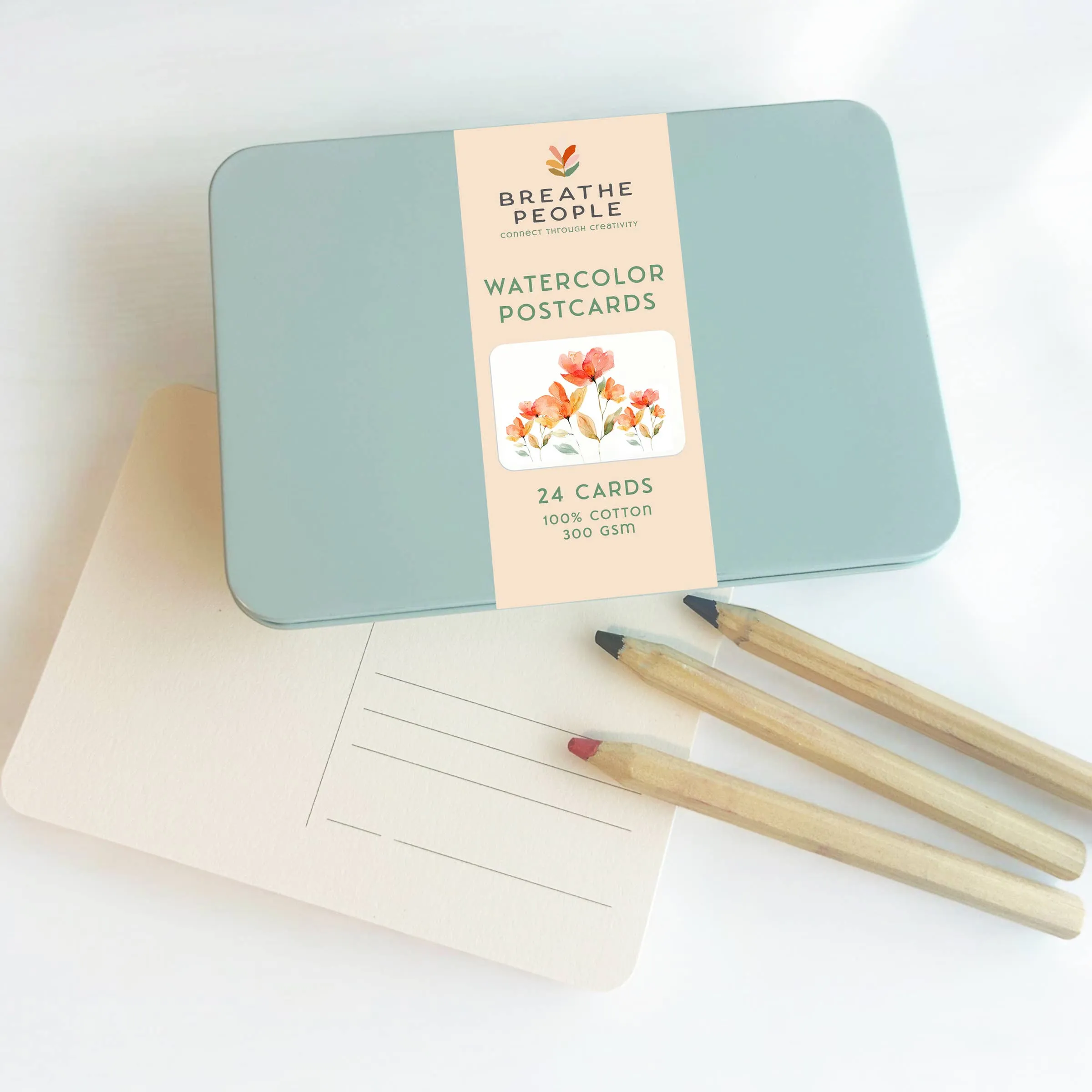 Watercolor Postcard Travel Tin (Set of 24 Postcards)
