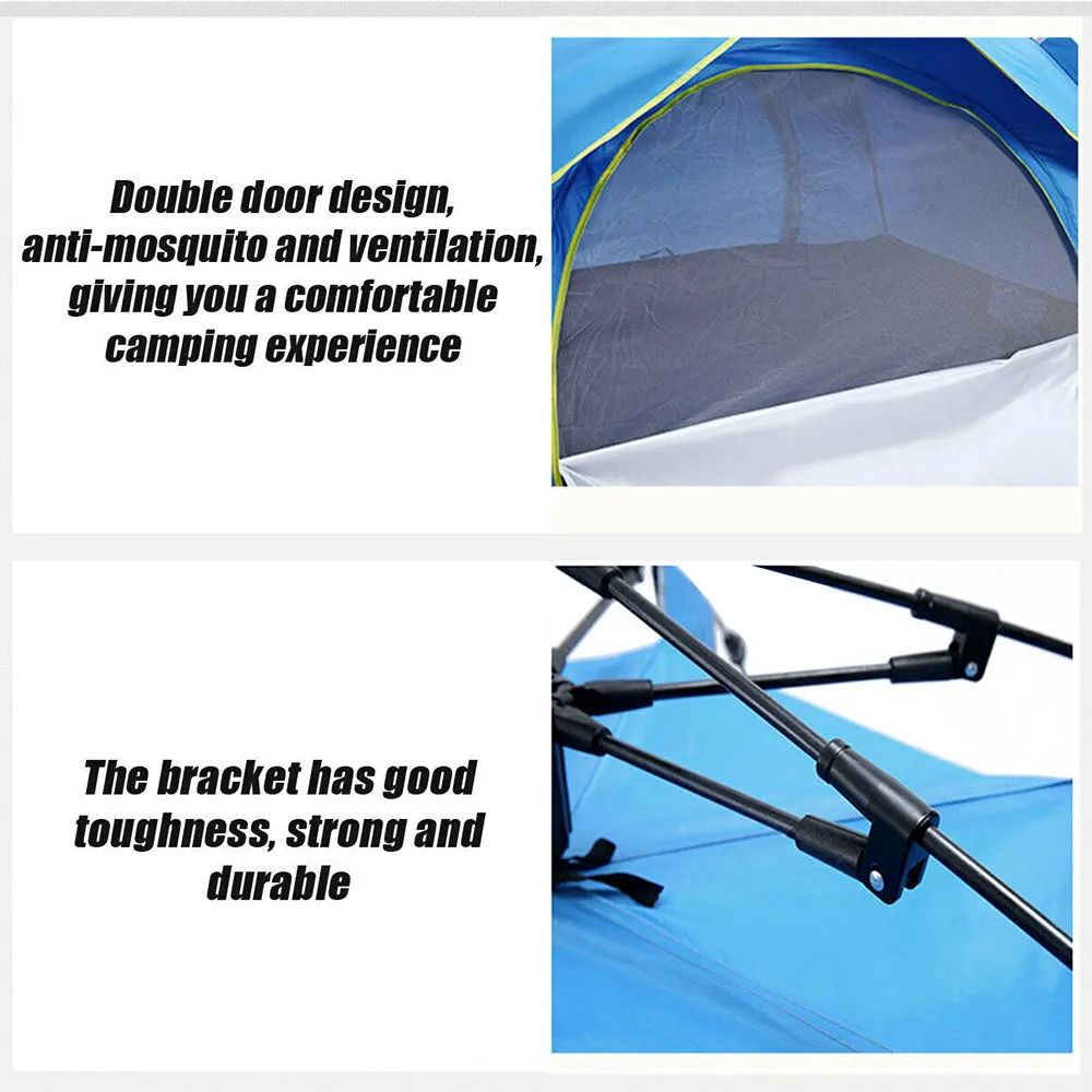 Waterproof Automatic Camping Tent 3-4 Person Come with Moisture Proof Pad(Blue)-QLD_Metro