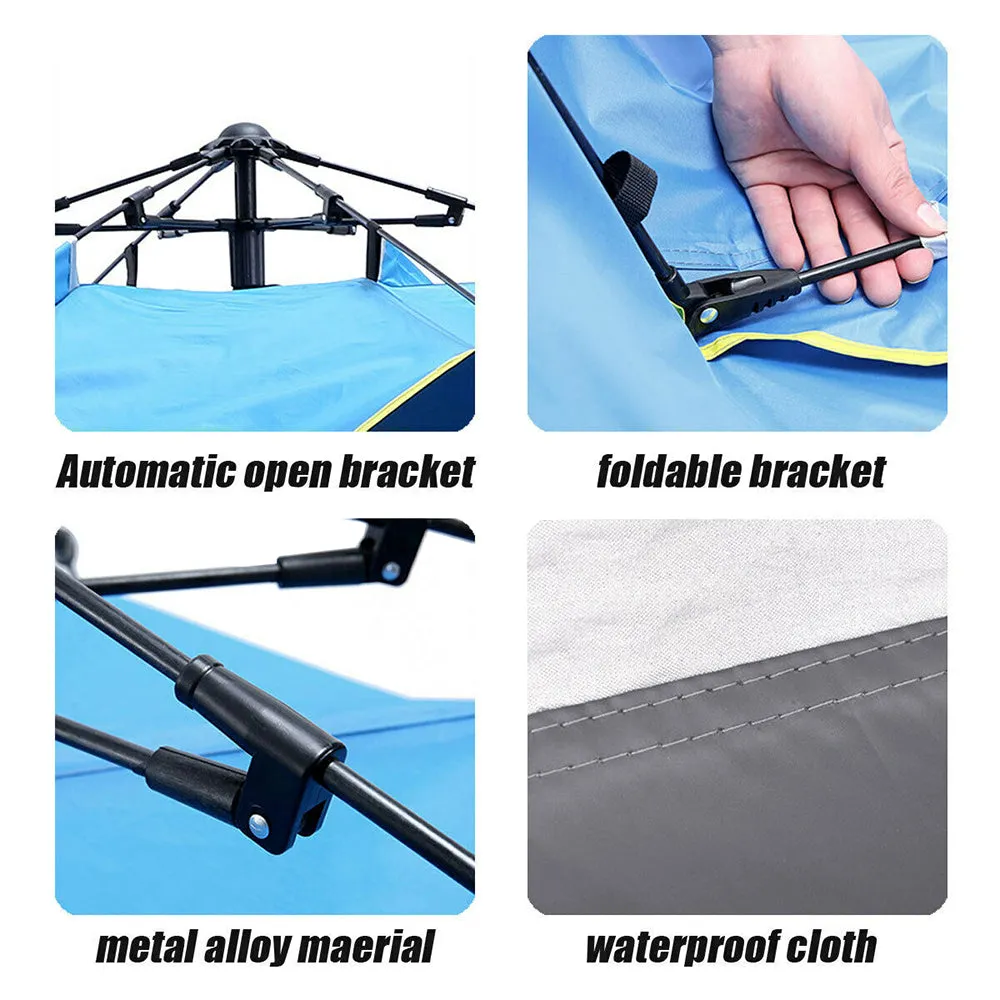 Waterproof Automatic Camping Tent 3-4 Person Come with Moisture Proof Pad(Blue)-QLD_Metro
