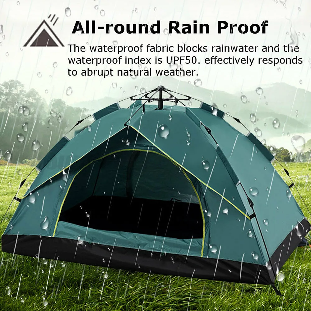 Waterproof Automatic Camping Tent 3-4 Person Come with Moisture Proof Pad(Blue)-QLD_Metro