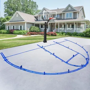 Waterproof Basketball Court Stencil Kit for Concrete, Basketball Court Marking Kit, Resuable More Than 100 Times, NOT Paper Board, Sun-Resistant, Upgrade PC Material with Install Instruction