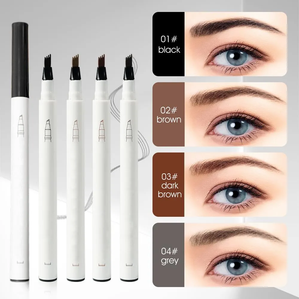 Waterproof Brow Pencil with Micro-Fork Tip,3D Magic Eyebrow Pencil 4-Head Split Waterproof Long-lasting,Fine Stroke Eyebrow Pen Makeup Eyebrow Pencils Stay on All Day (03#)