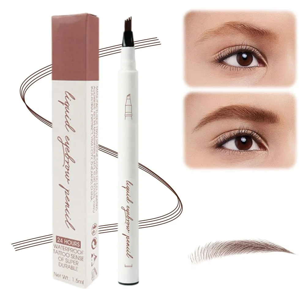 Waterproof Brow Pencil with Micro-Fork Tip,3D Magic Eyebrow Pencil 4-Head Split Waterproof Long-lasting,Fine Stroke Eyebrow Pen Makeup Eyebrow Pencils Stay on All Day (03#)