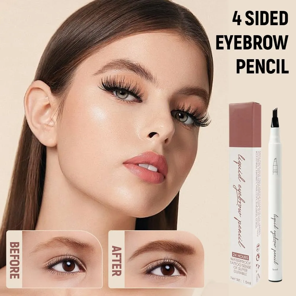 Waterproof Brow Pencil with Micro-Fork Tip,3D Magic Eyebrow Pencil 4-Head Split Waterproof Long-lasting,Fine Stroke Eyebrow Pen Makeup Eyebrow Pencils Stay on All Day (03#)