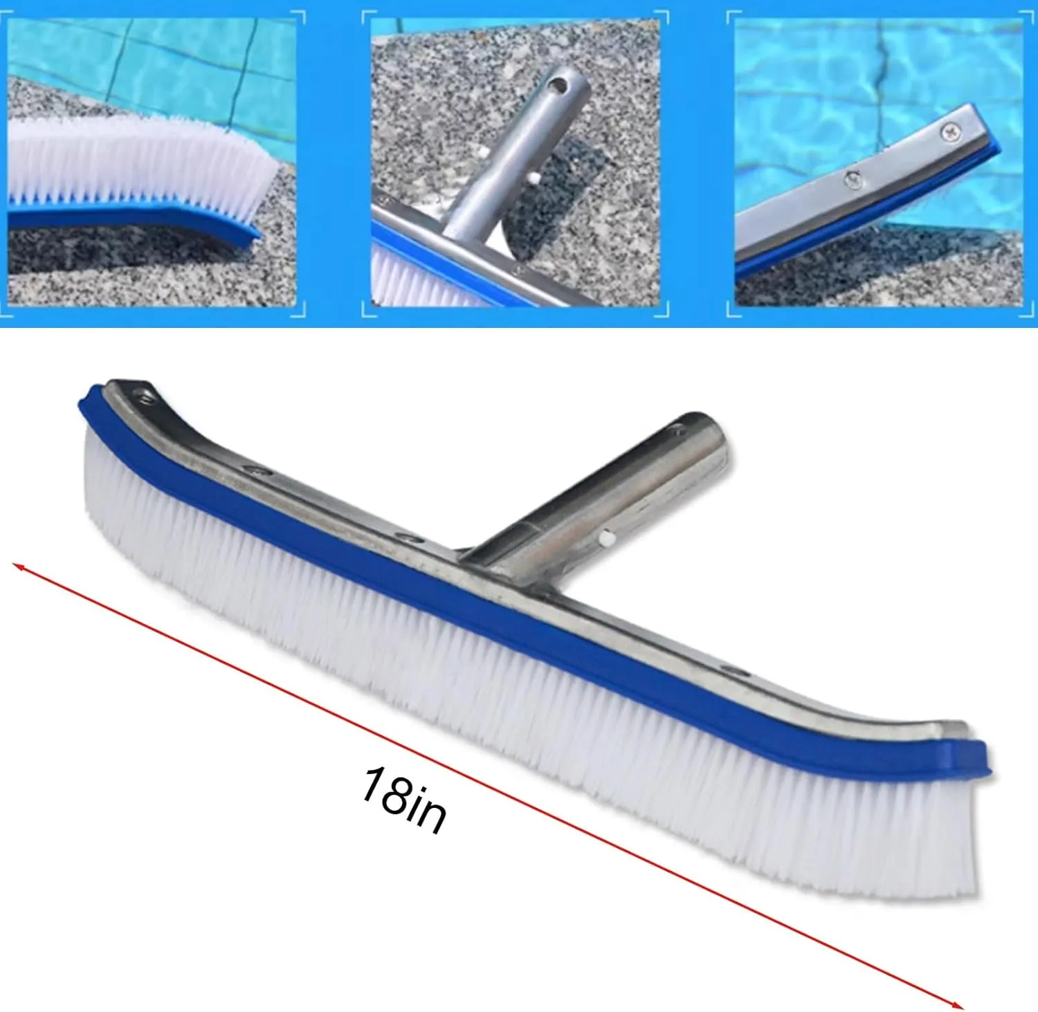 WDJBPSH 3 10 16 23 26 Ft Long Aluminum Telescoping Pole, Swimming Pools Safety Rescue Hook/Adjustable Pond Moss Brush/Fish Ponds Fishing Net, Replaceable Rod Head Accessories(Brush)