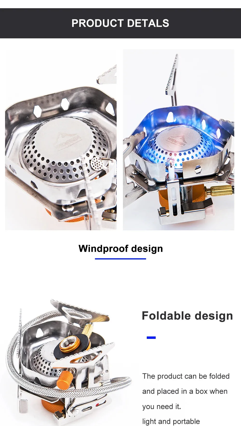 Widesea Camping Windproof Gas Burner