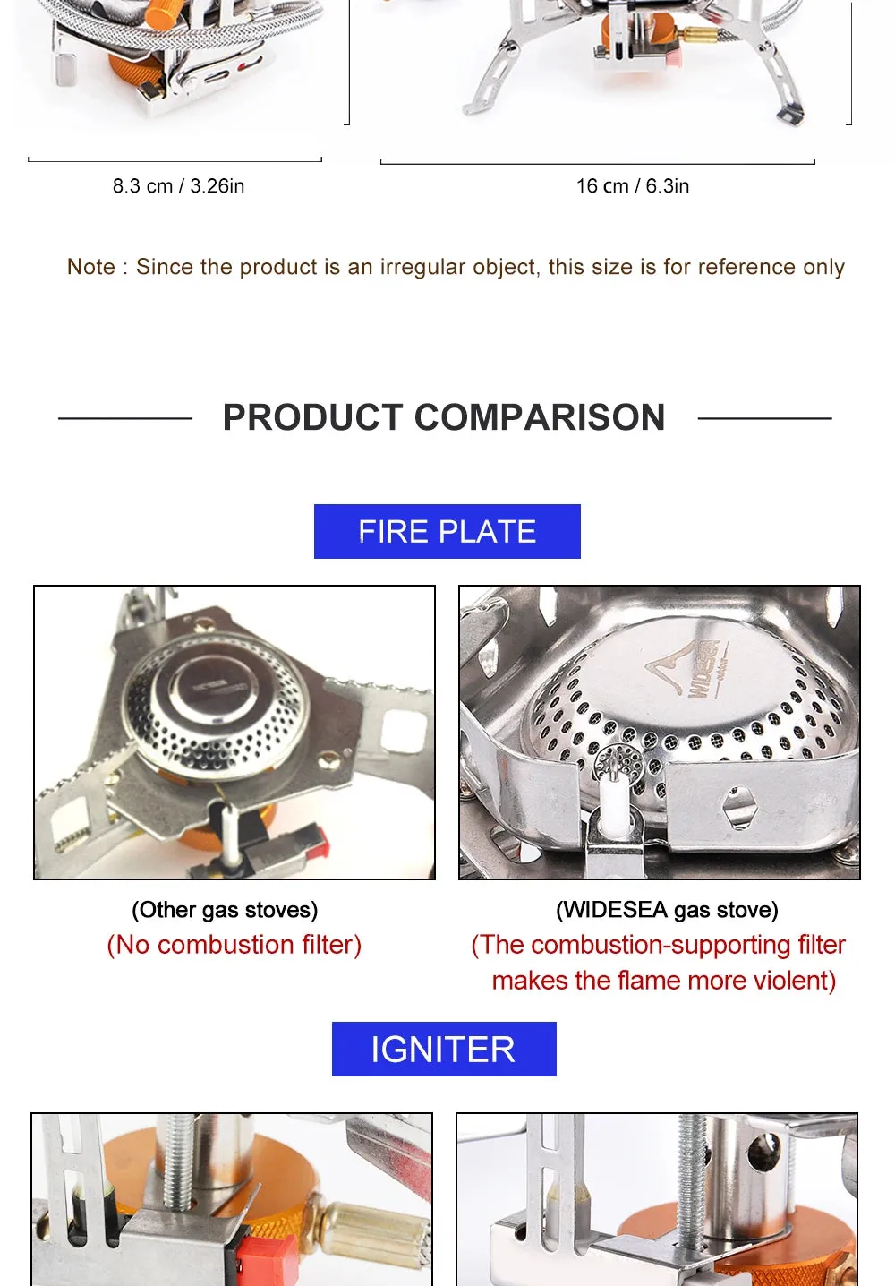 Widesea Camping Windproof Gas Burner