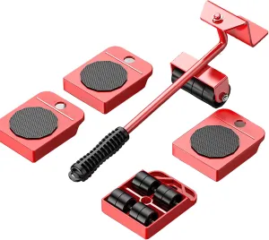 WINB Furniture Moving Kit with Lifting Bar & 4×360° Wheeled Moving Pads – Effortless Solo Moving for Couches, Refrigerators, Cabinets | Multi-Surface Scratch-Free Gliding & Compact & Portable Storage