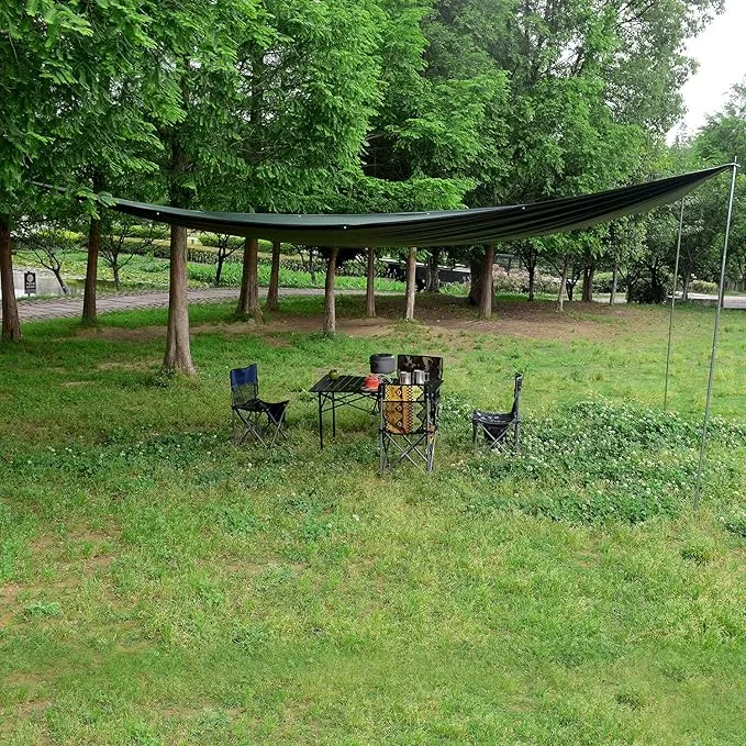 Wind Tour Portable Multifunctional Outdoor Camping Traveling Awning Backpacking Tarp Sunshade Lightweight UV Protection and PU 3000mm Waterproof Rain Fly Tarp Shelter (118 * 118 inches)