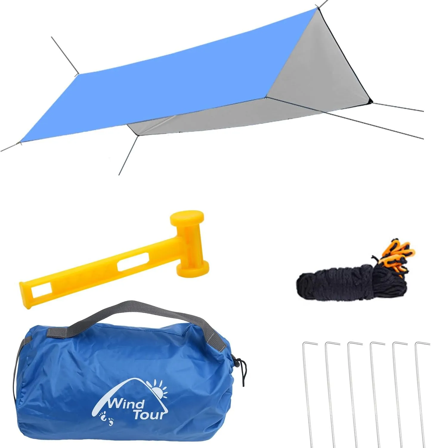 Wind Tour Portable Multifunctional Tent - Footprint, Traveling Awning, Rain Fly, Waterproof Shelter - Outdoor Camping Tarp & Sun Shelter for Hiking, Beach (118118 in)
