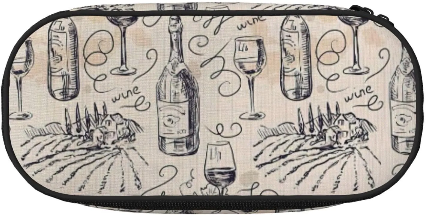 Wine and Winemaking Winery Grape Field Print Simple rectangle Pen bag Storage case for Office supplies,cosmetics,toiletries