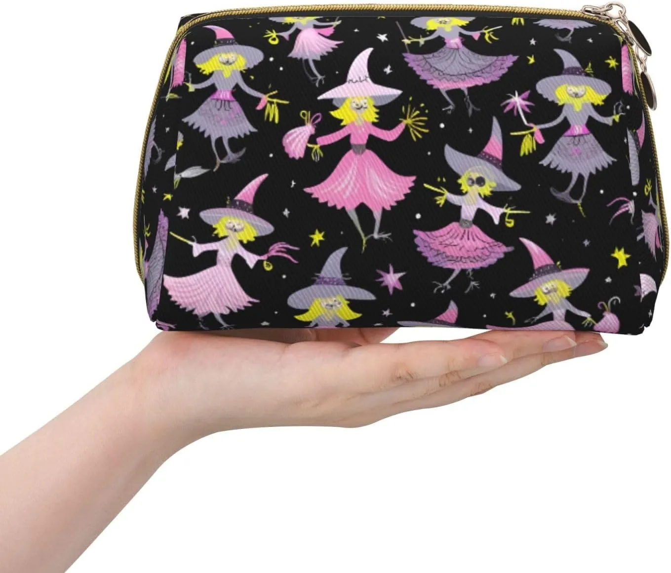 Witch Bohemian Drawing Toiletry Pouch, Travel-Friendly Makeup Organizer For Makeup Brushes, Lipsticks