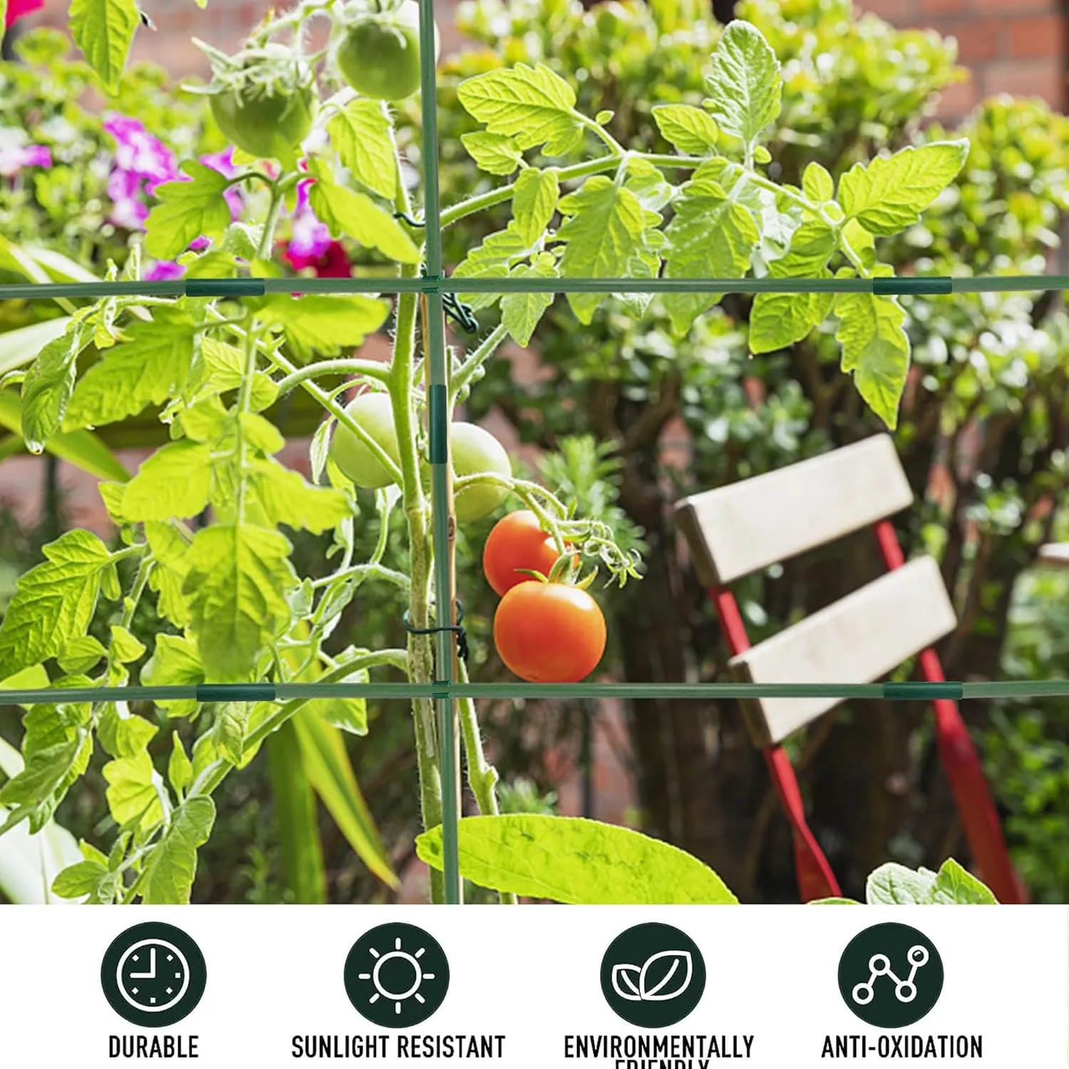 Xiny Tool 126pcs Garden Stakes Set, Includes 50Pack 17" Garden Poles, Tomato Climbing Plant Trellis Plant Climbing Frame for Vegetables Cucumber Fences Beans Outdoor Gardening