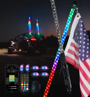 Xprite RGBW Fat Whip Lights with App & Remote Control Stop Turn Reverse Brake Lights