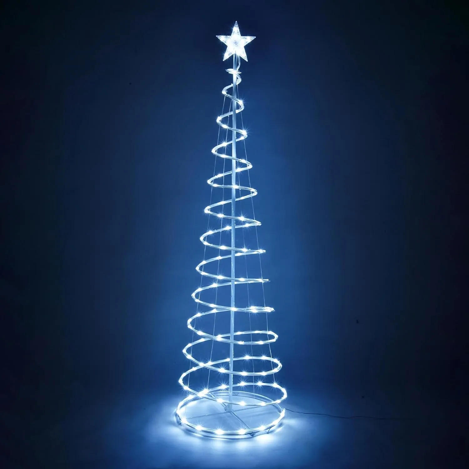 Yescom Twinkle 6Ft Spiral Christmas Tree Light 182 Pre-Lit LED 8 Model for Indoor Outdoor Patio Garden Pathway Holiday Party Event Xmas Night Decor Water Resistant with Star Topper Metal Stakes White