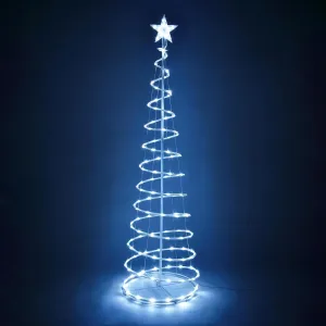 Yescom Twinkle 6Ft Spiral Christmas Tree Light 182 Pre-Lit LED 8 Model for Indoor Outdoor Patio Garden Pathway Holiday Party Event Xmas Night Decor Water Resistant with Star Topper Metal Stakes White