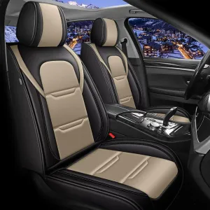 YORKNEIC 2 Front Car Seat Covers for Subaru Ascent 2019-2023 2024 2025 Faux Leather Waterproof Seat Covers Automotive Seat Protectors Cushions with Airbag Compatible(2 Front Seat,Black&Beige)
