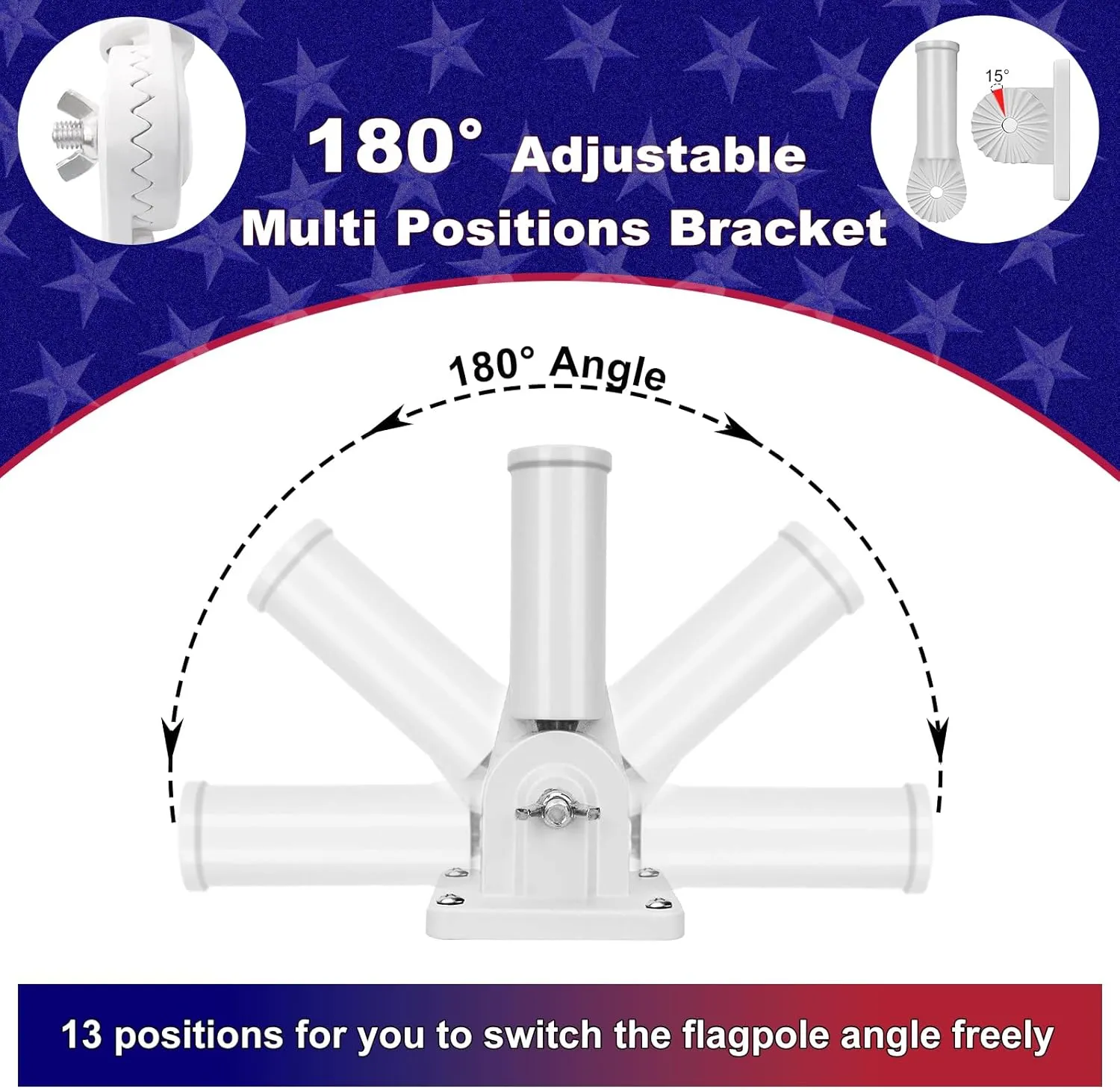 ZMTECH 5FT Flag Pole Kit with Solar Light and Proud American Flag, Adjustable Bracket and Upgraded Tangle-Free Ring 1" Stainless Steel Flagpole for Day and Night, Residential, Commercial, White